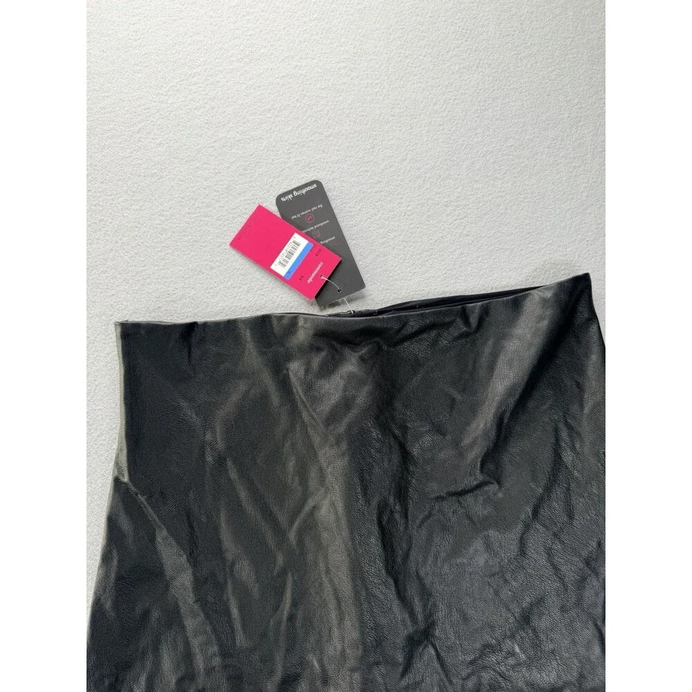 Commando Faux Leather Mini Skirt Black XL Smoothing Pull On Stretch NWT